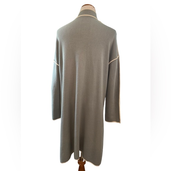 Marla Wynne Ponte Knit Open Cardigan Duster Light Sage - Picture 4 of 6